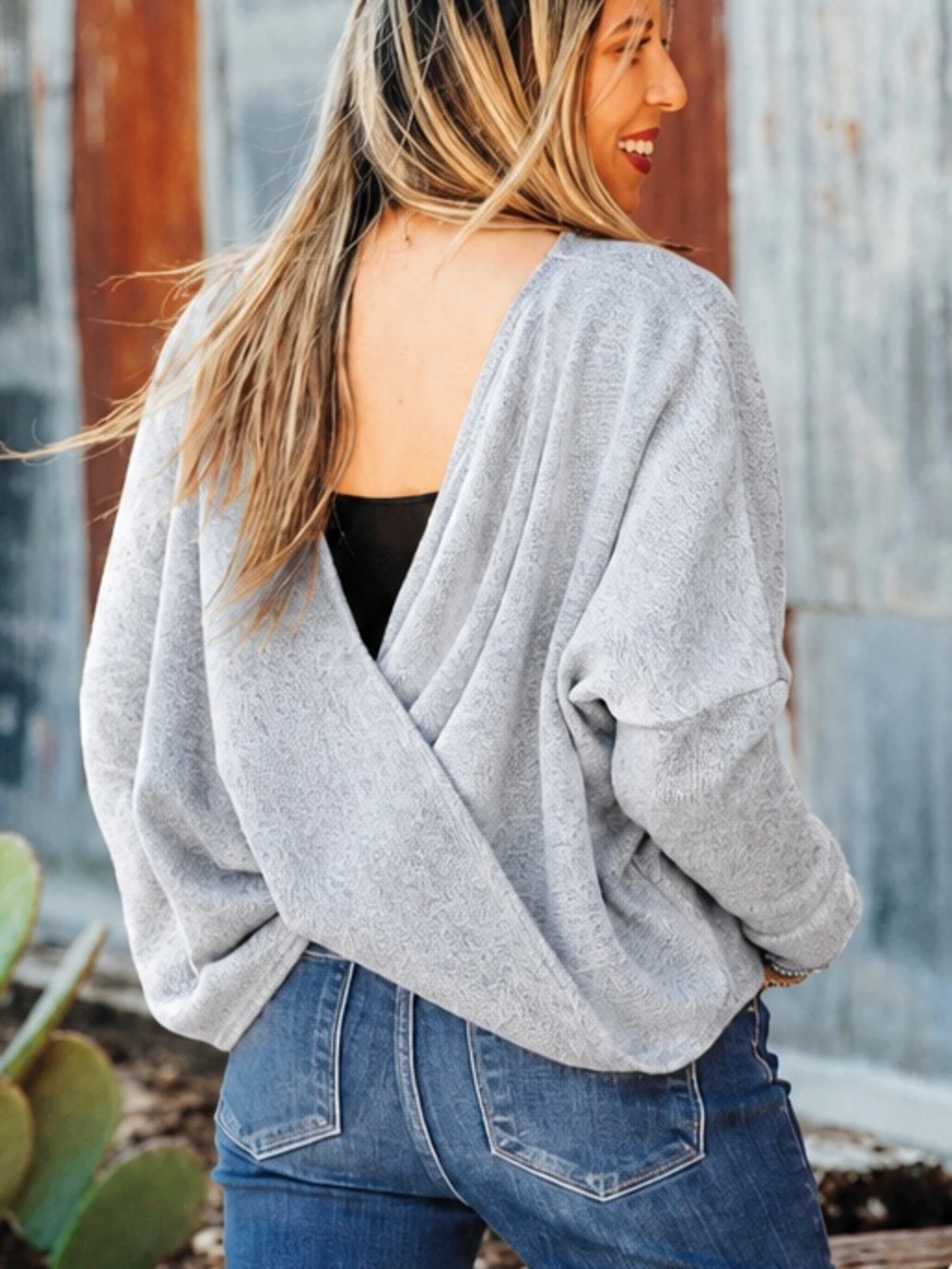 NWT Grace+Emma Never Looking Back Sweater in Light Grey